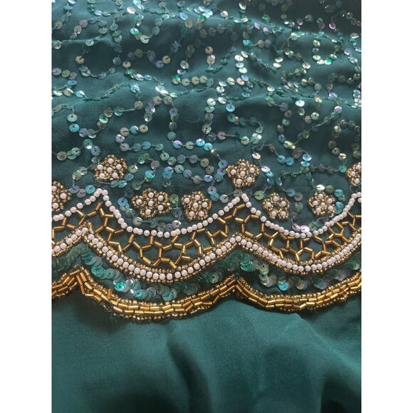 Laurence Kazar New York long sleeved sequined and beaded silk maxi gown size M - Picture 8 of 8